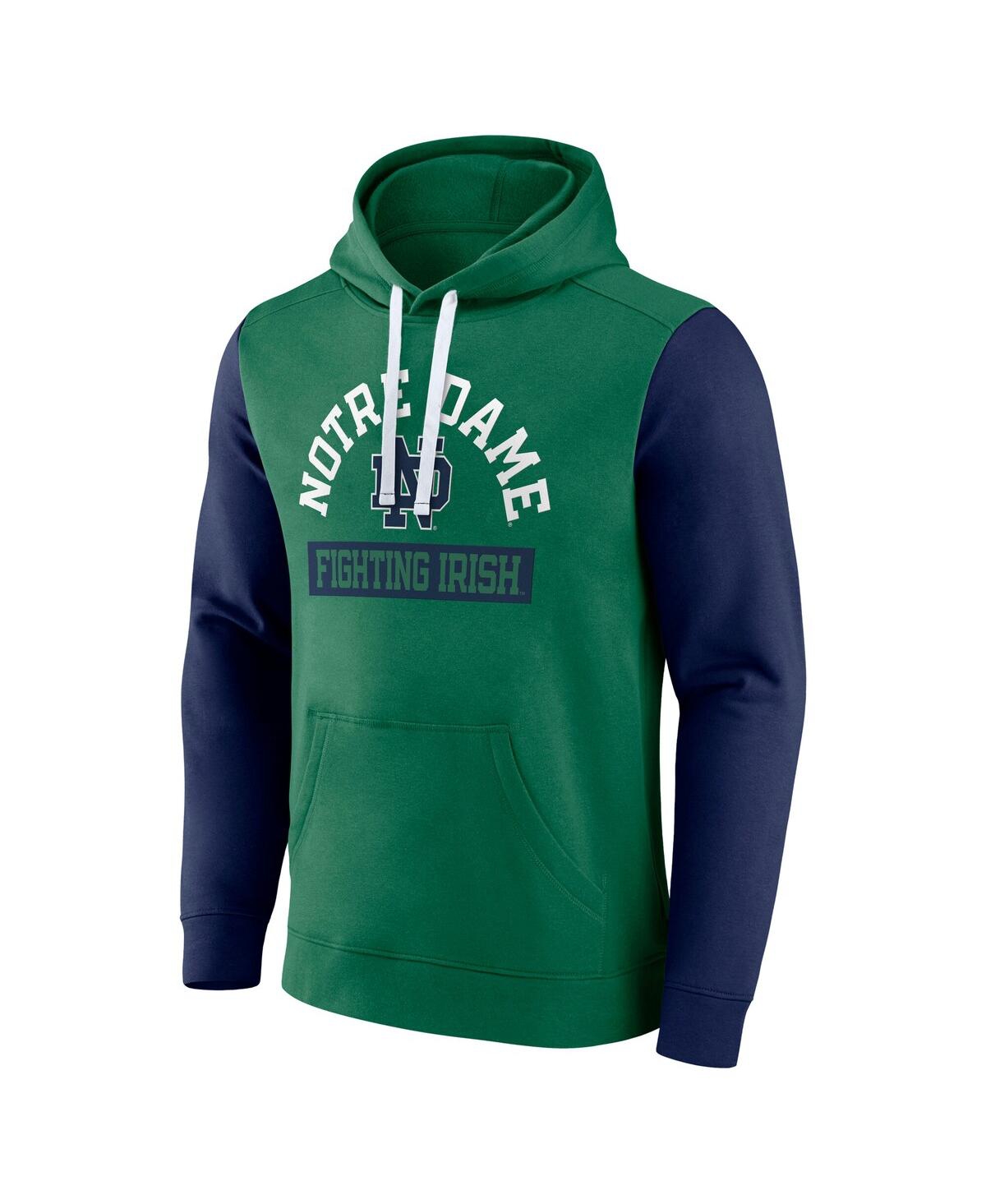 Fanatics Men's Green Notre Dame Fighting Irish Extra Point Color Block Pullover Hoodie