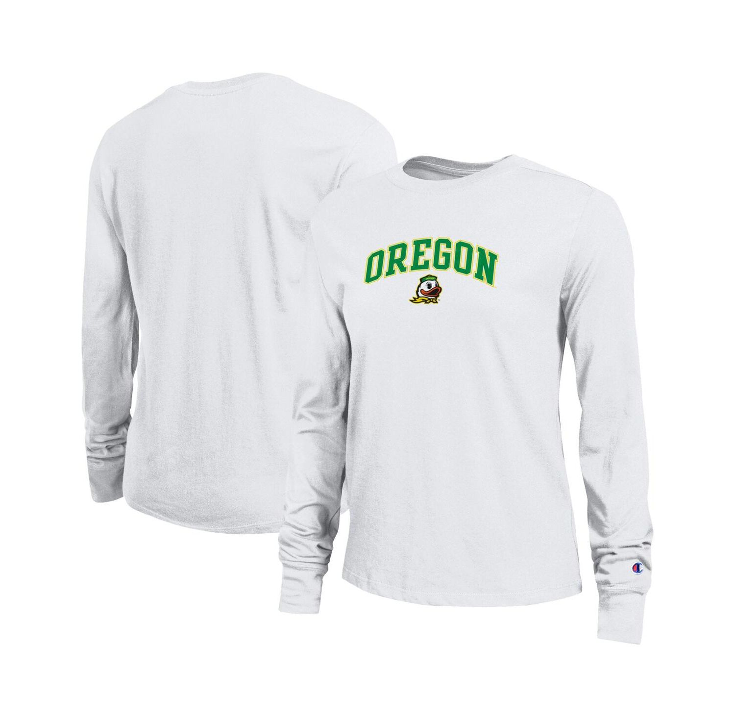 Women's White Oregon Ducks Arch Over Logo Long Sleeve T-Shirt