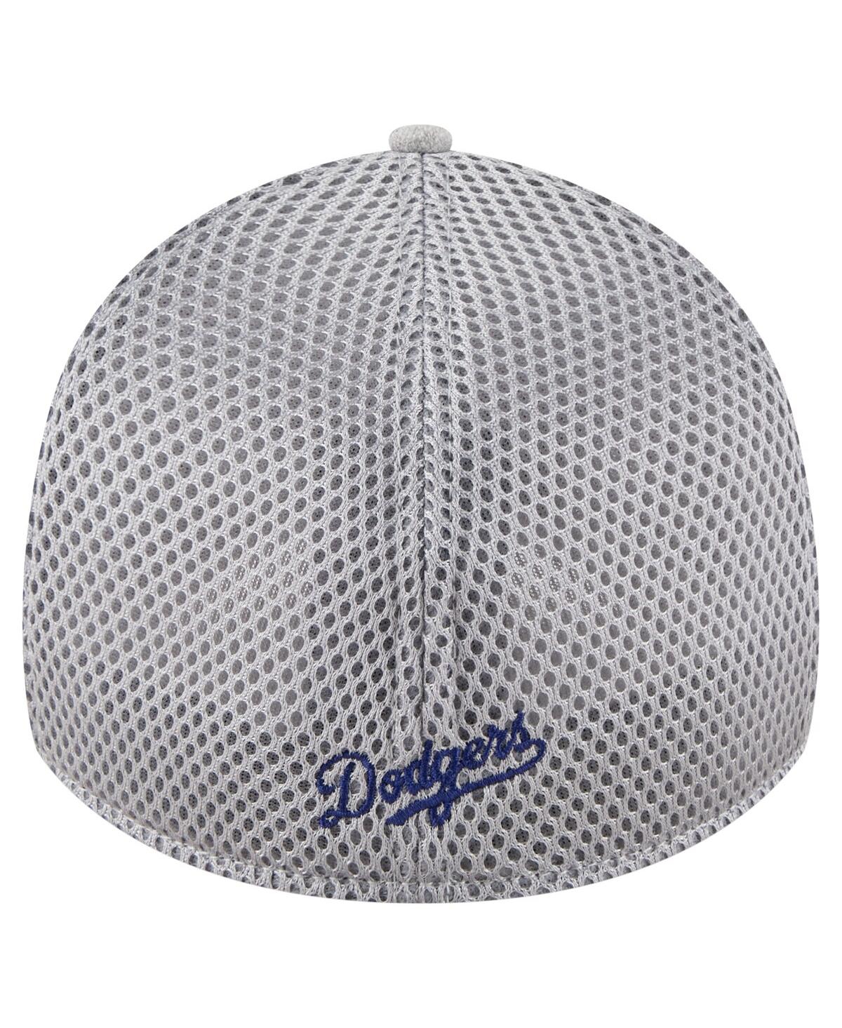 New Era Men's Gray Los Angeles Dodgers Visor Paint Splatter 39thirty Flex Hat In Gray