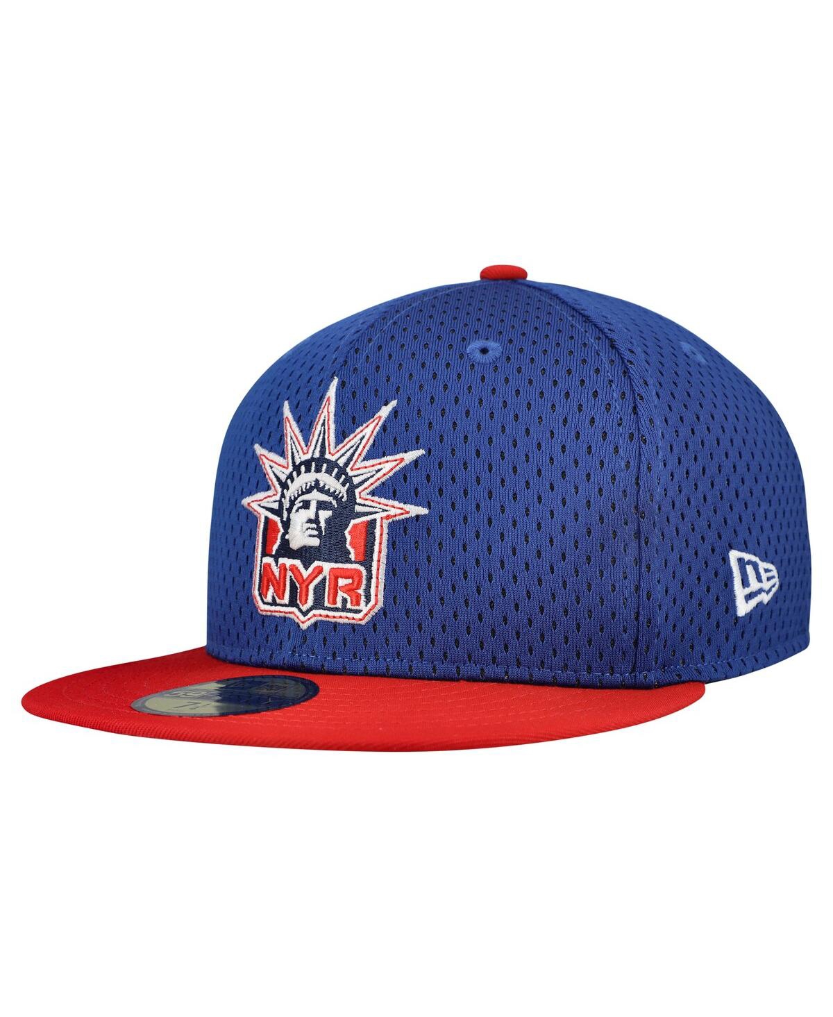 New Era Men's Blue/red New York Rangers Mesh Crown Two-tone 59fifty Fitted Hat In Blue