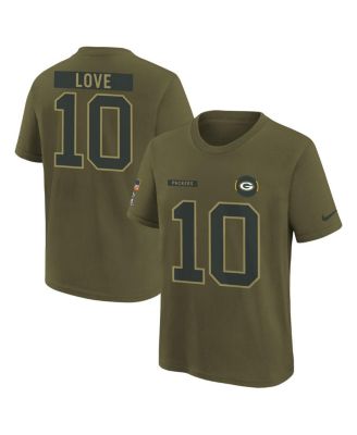 Nike - Big Boys and Girls Love Olive Green Bay Packers 2025 Salute to Service Name Number T-shirt