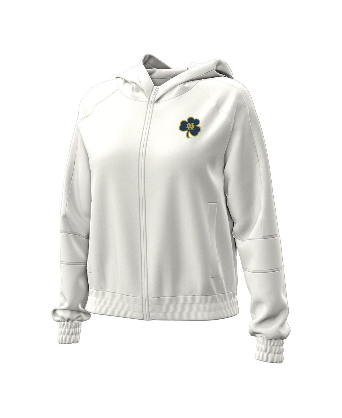 Under Armour Women's Natural Notre Dame Fighting Irish Gameday Rival Fleece Full-zip Cropped Hoodie In White