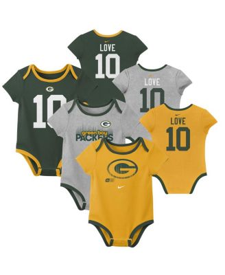 Nike - Baby Boys and Girls 3-Pack Jordan Love Green Bay Packers Name Number Bodysuit Set