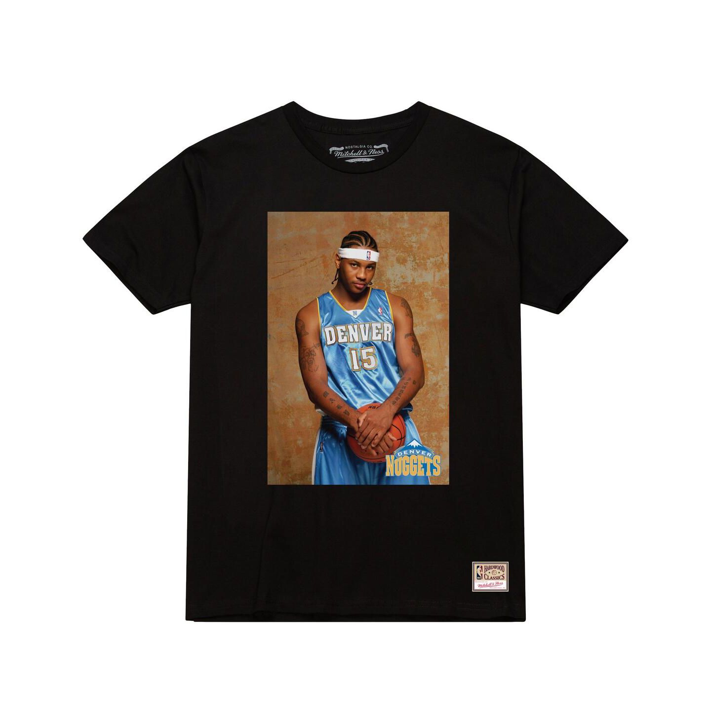 Мужская футболка Mitchell & Ness Carmelo Anthony Black Denver Nuggets Rookie Photo Name & Number — фото 3