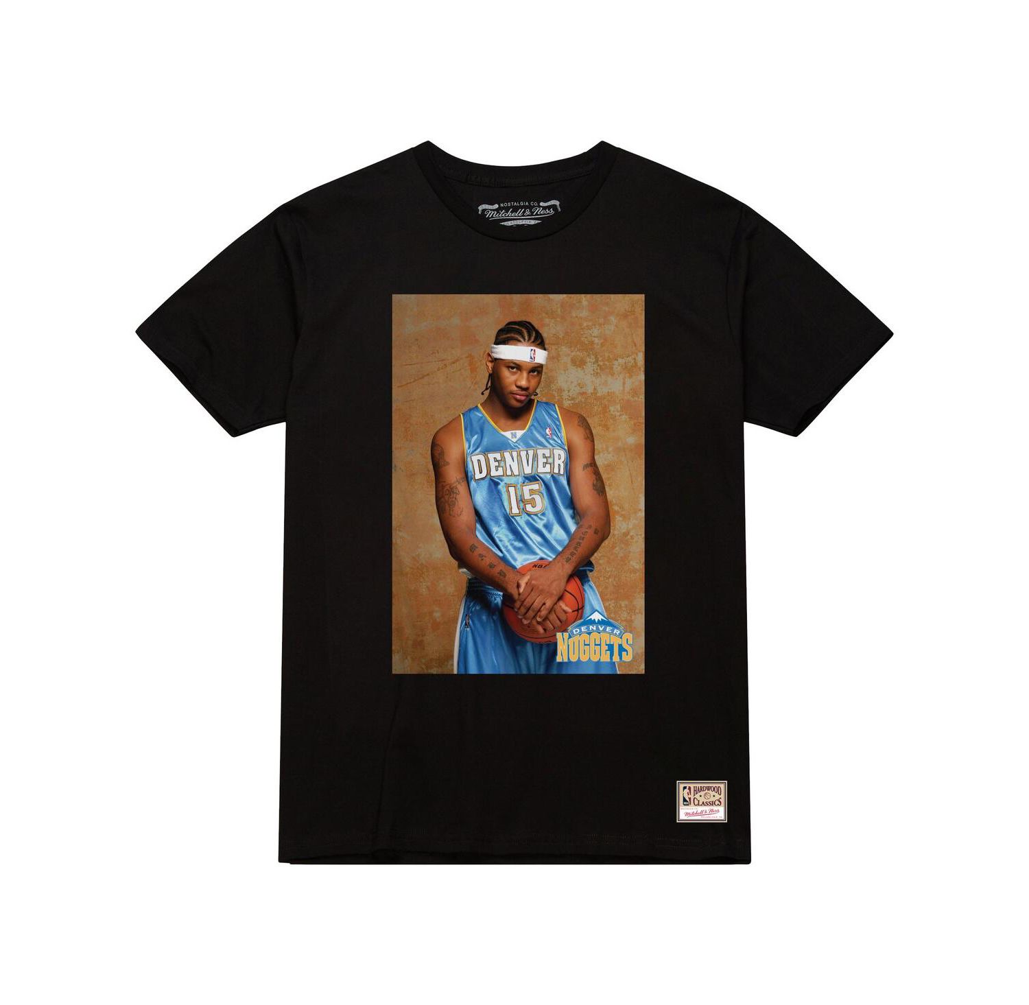 Men's Carmelo Anthony Black Denver Nuggets Rookie Photo Name & Number T-Shirt