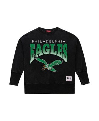 Women's Black Philadelphia Eagles Delineate Mineral Wash Crewneck Sweatshirt