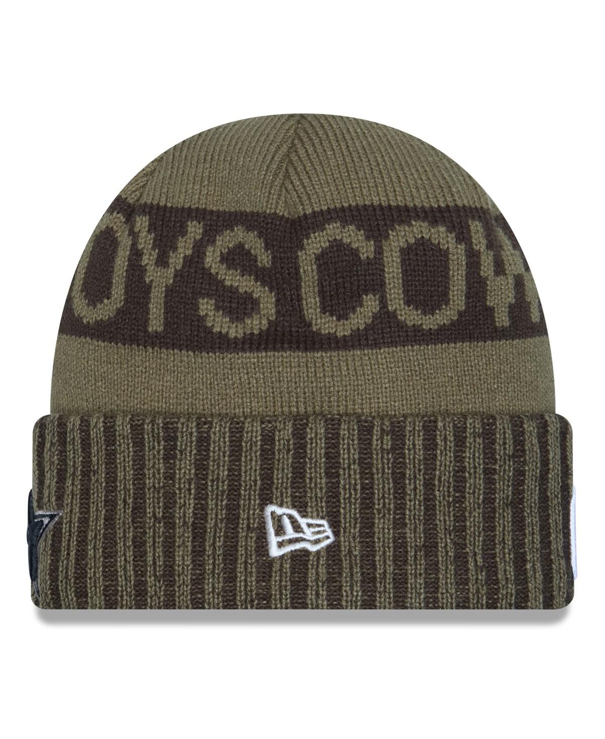 New Era Men's Dark Green Dallas Cowboys 2025 Salute To Service Cuffed Knit Hat In Green