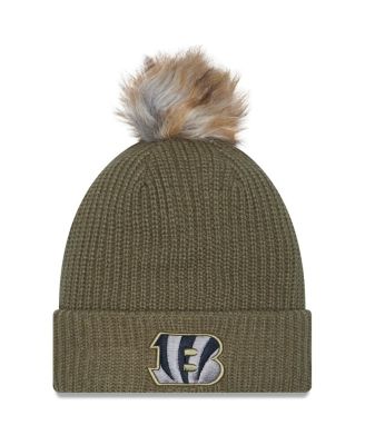 New Era - Women's Dark Green Cincinnati Bengals 2025 Salute to Service Cuffed Knit with Pom Hat