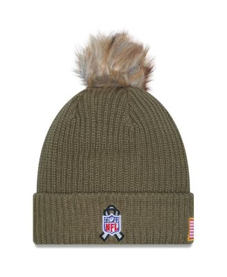 Women's Dark Green New York Jets 2025 Salute to Service Cuffed Knit with Pom Hat