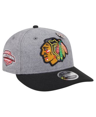 New Era - Men's&nbsp;Gray/Black Chicago Blackhawks Wool Pin Low Profile 9FIFTY Snapback Hat