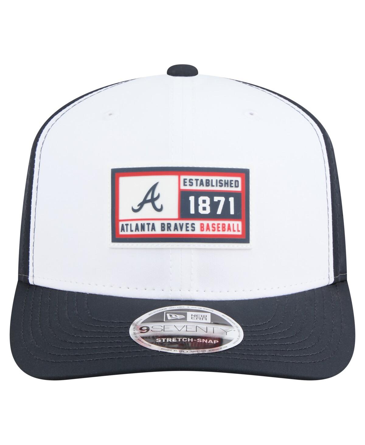 New Era Men's White/navy Atlanta Braves Established Patch 9seventy Adjustable Hat In Black