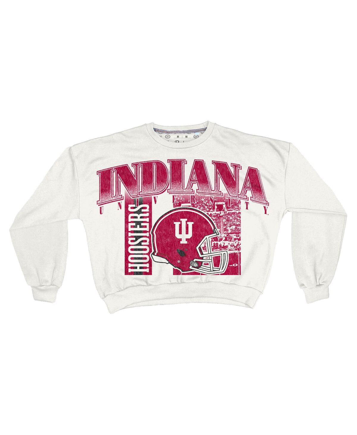 Pressbox Women's White Indiana Hoosiers Oversized Janice Retro Waist-length Sweatshirt In White