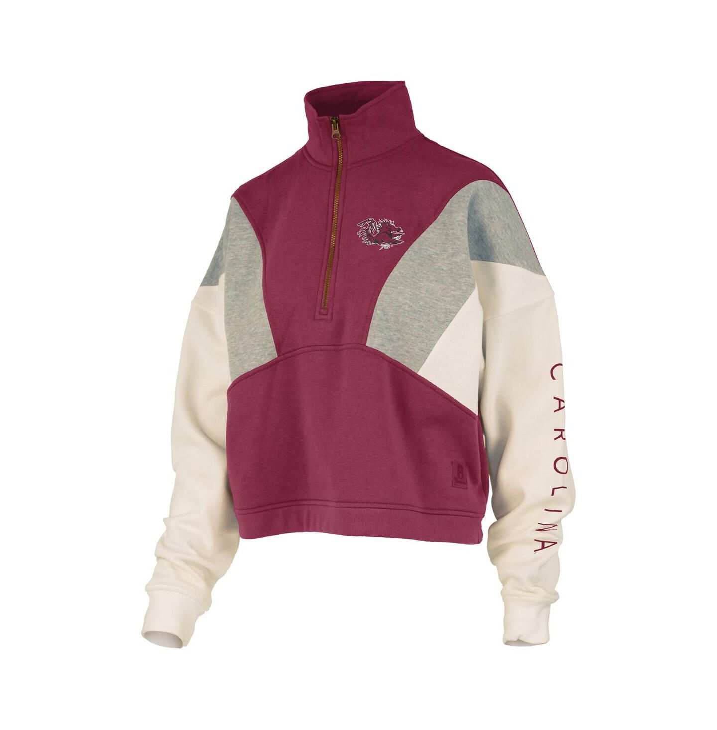 Женская толстовка Pressbox Garnet South Carolina Gamecocks Ferrara Color Block Quarter-Zip — фото 3