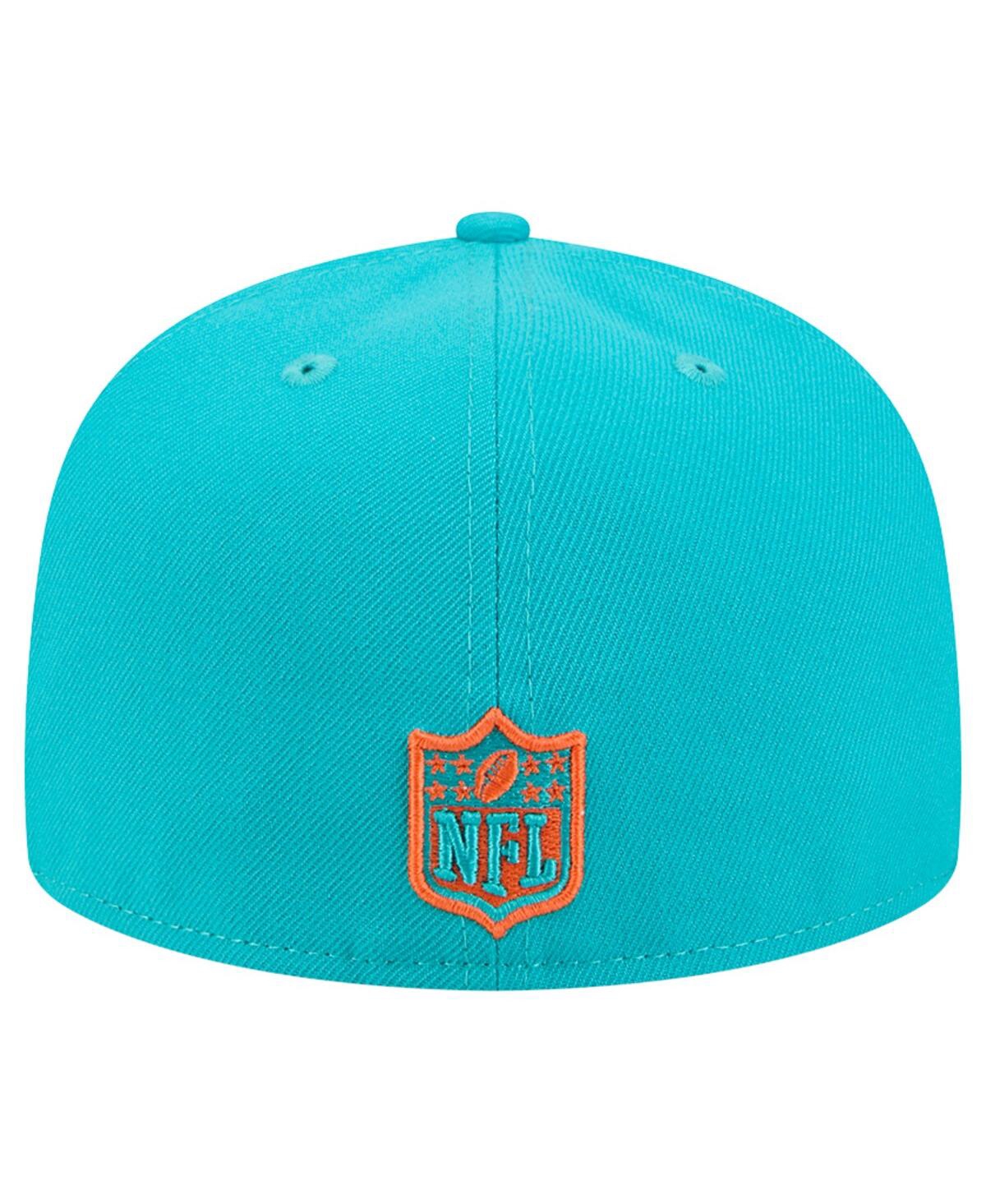 New Era Men'sâ Aqua/orange Miami Dolphins Break 59fifty Fitted Hat In Blue