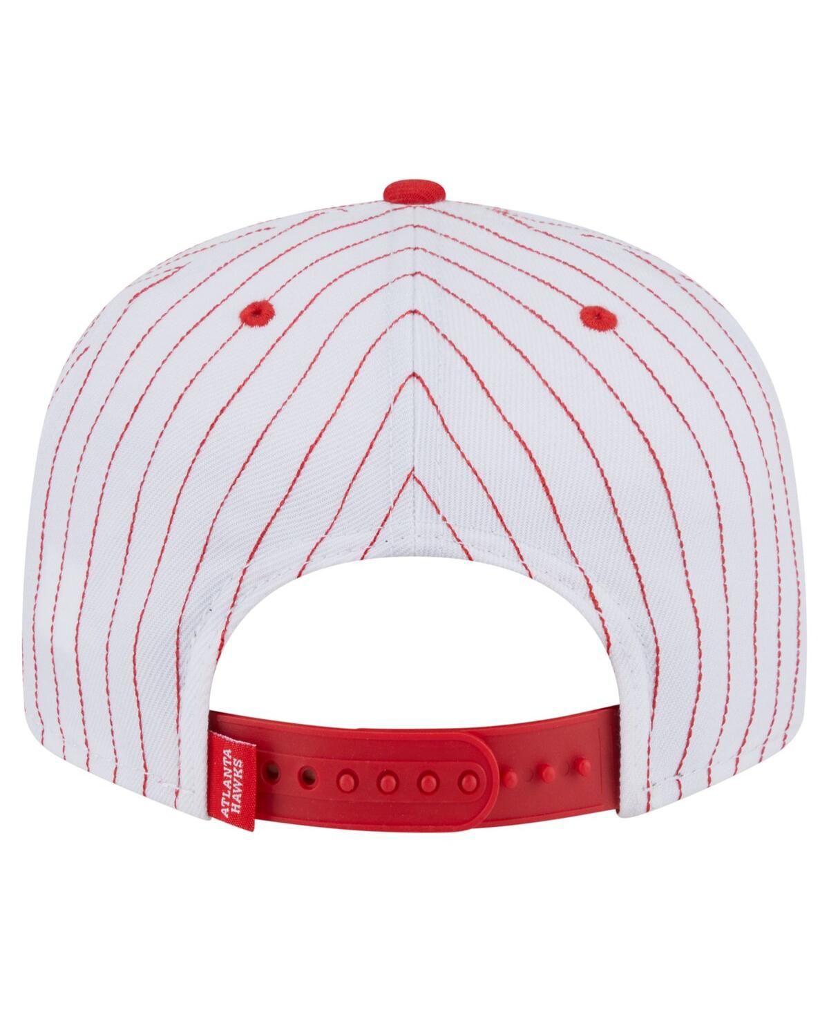 New Era Men's White/Red Atlanta Hawks Deceptor Pinstripe 9FIFTY Snapback Hat