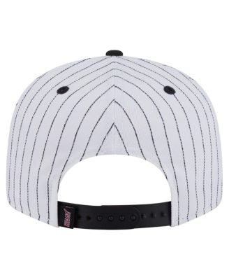 Men's White/Black Miami Heat Deceptor Pinstripe 9FIFTY Snapback Hat