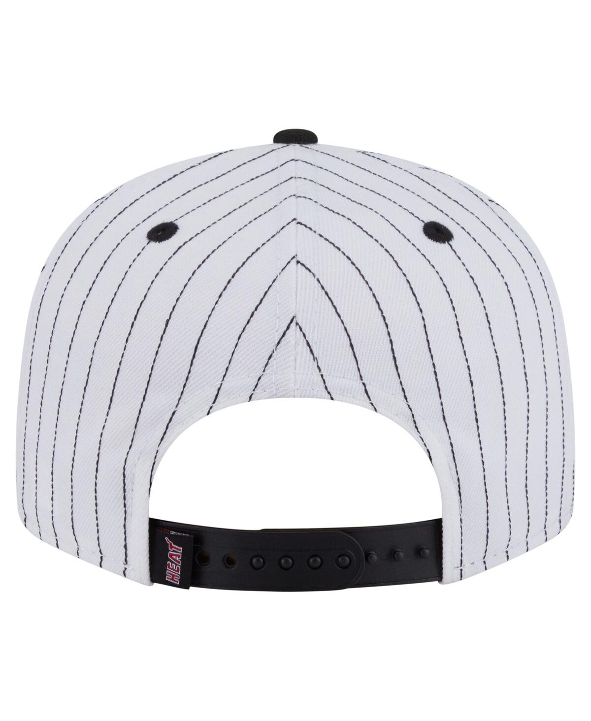 New Era Men's White/black Miami Heat Deceptor Pinstripe 9fifty Snapback Hat In Brown
