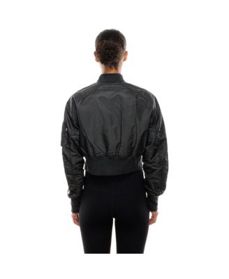 x Alpha Industries Women's Black New York Yankees Cropped Full-Zip Jacket