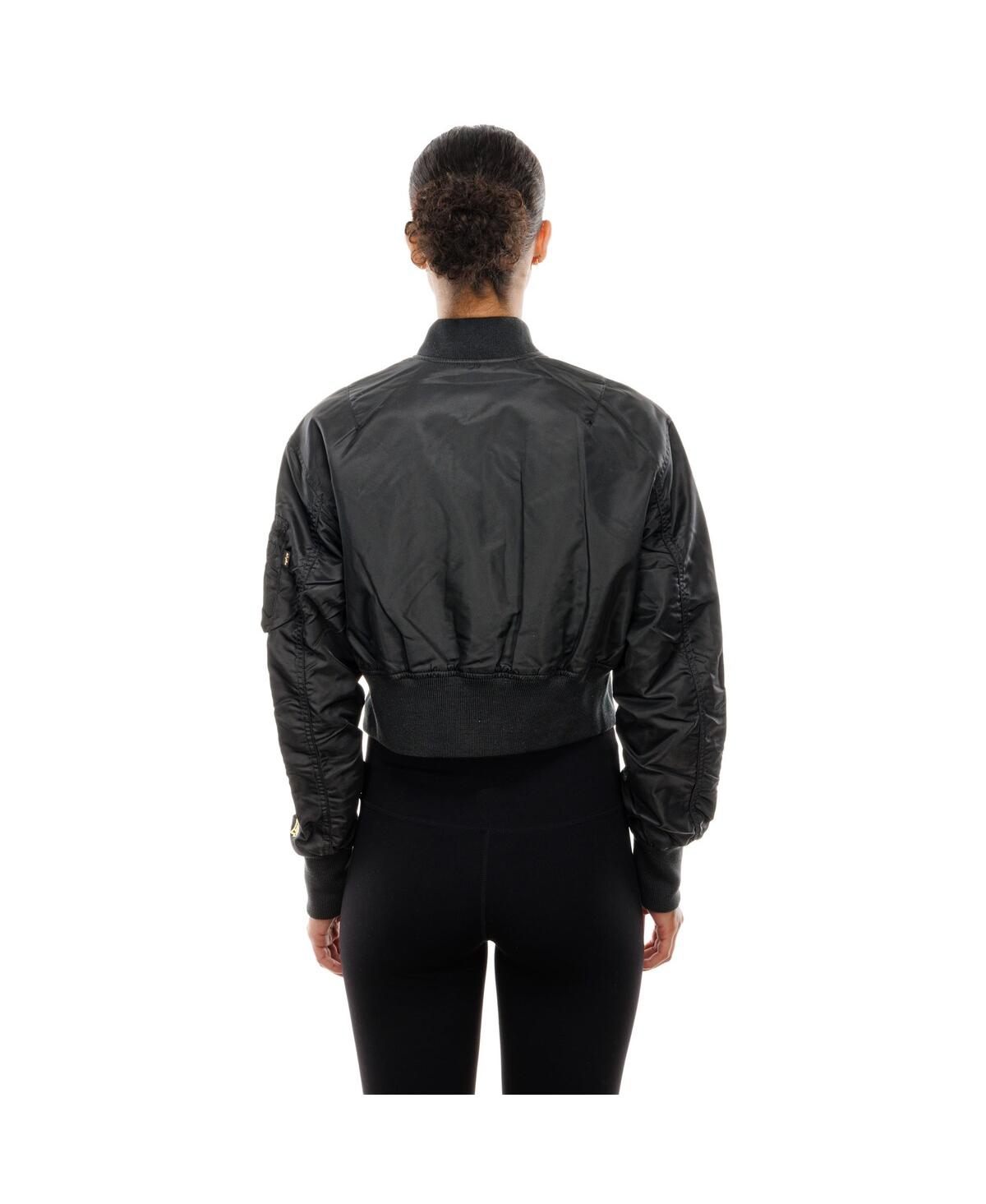 New Era X Alpha Industries Women's Black New York Yankees Cropped Full-zip Jacket In Black