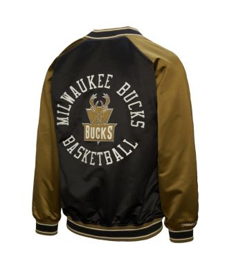 Men's Olive/Black Milwaukee Bucks Clutch Satin Raglan Full-Snap Jacket