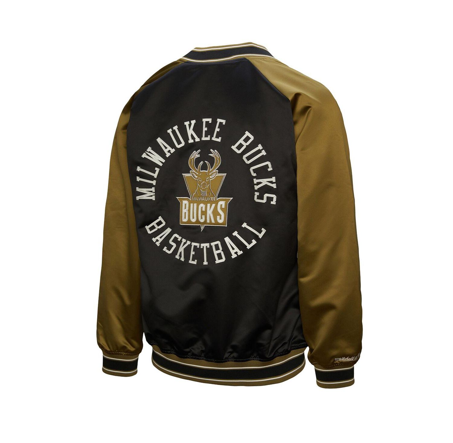 Men's Olive/Black Milwaukee Bucks Clutch Satin Raglan Full-Snap Jacket