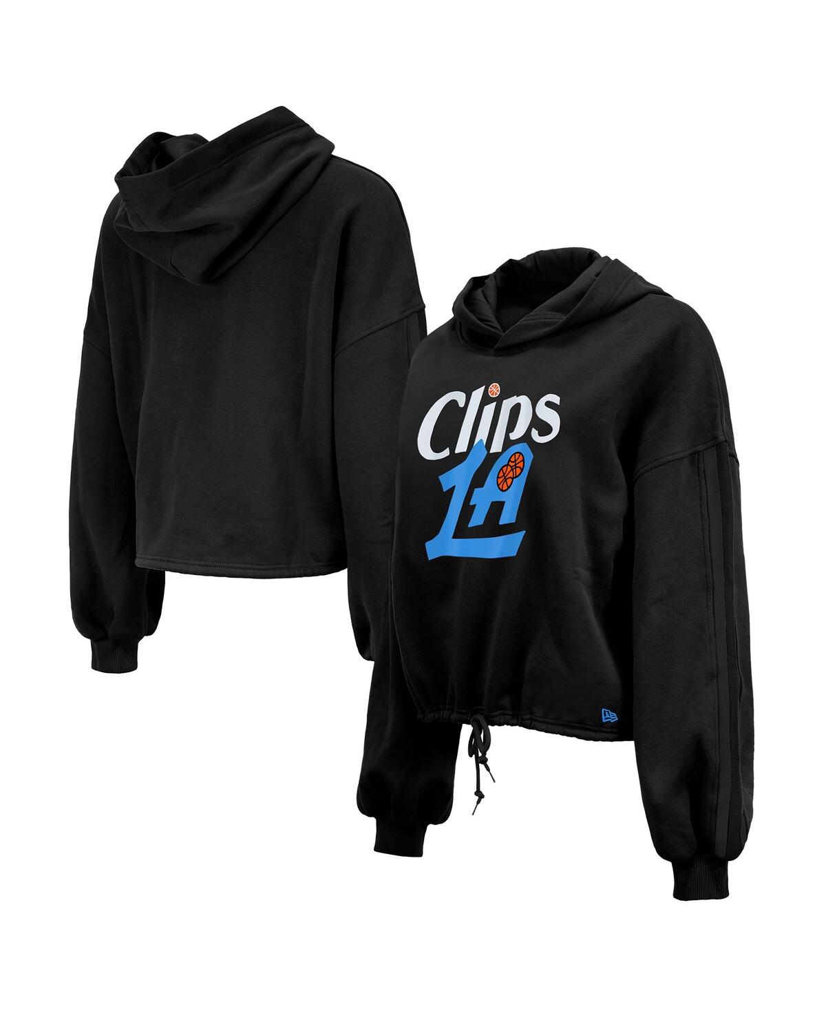 New Era Women's Black La Clippers 2024/25 City Edition Cropped Pullover Hoodie In Black
