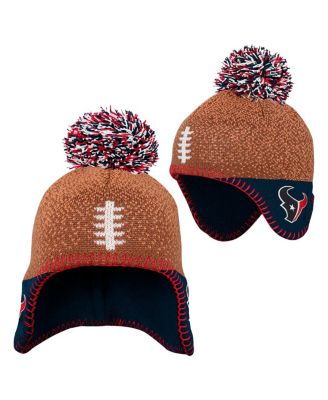 Baby Boys and Girls Brown Houston Texans Football Head with Pom Knit Hat