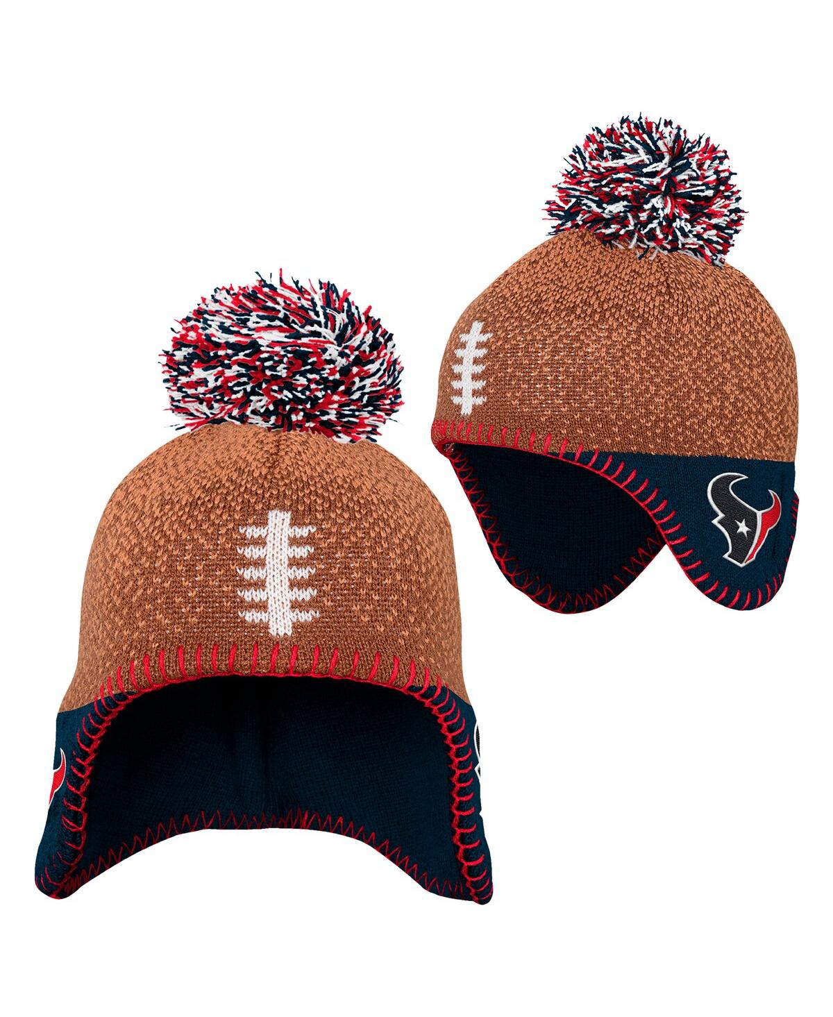 Outerstuff Baby Boys and Girls Brown Houston Texans Football Head with Pom Knit Hat