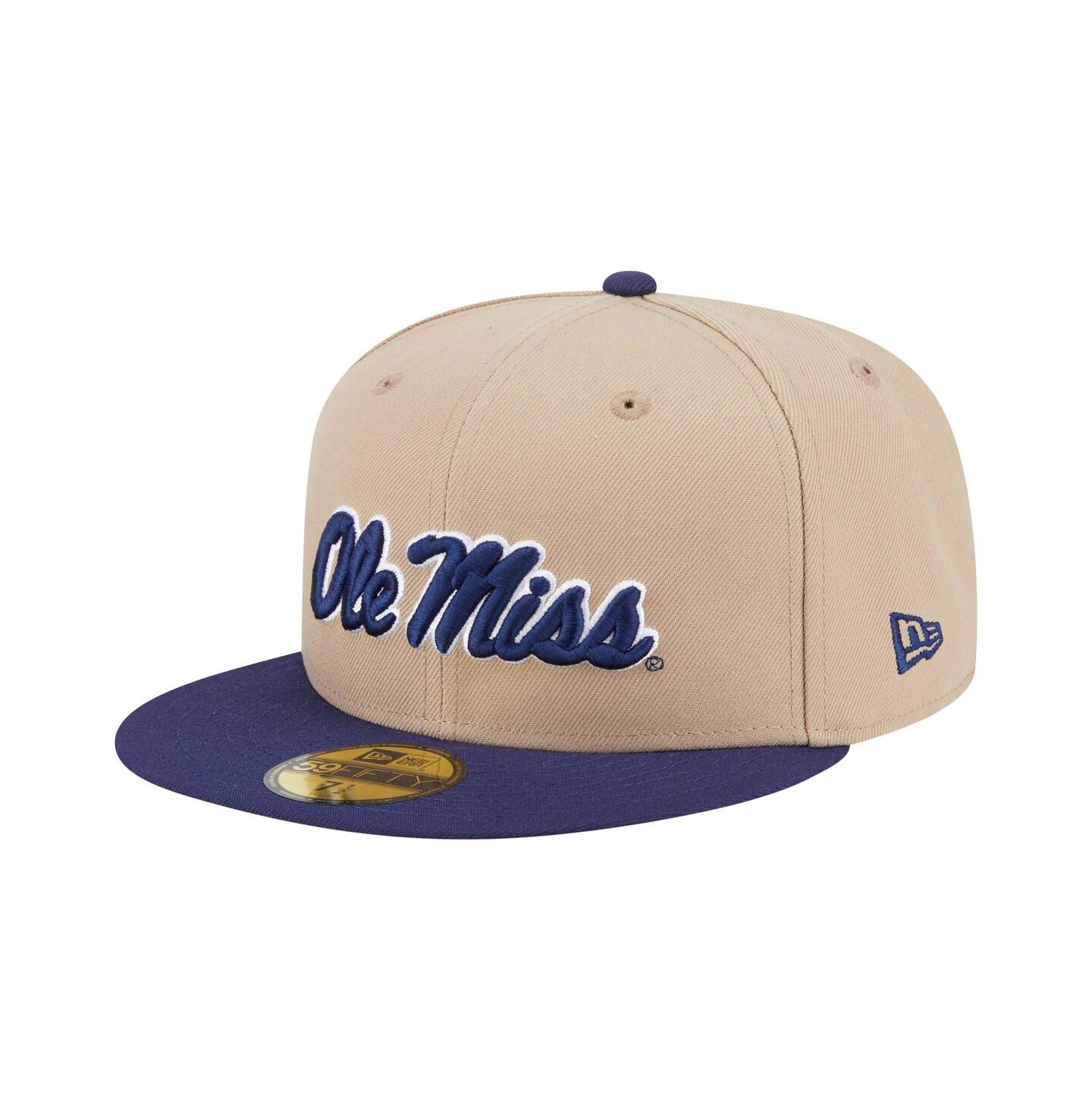 Мужская кепка New Era Khaki Ole Miss Rebels Two-Tone 59FIFTY Fitted Hat — фото 1