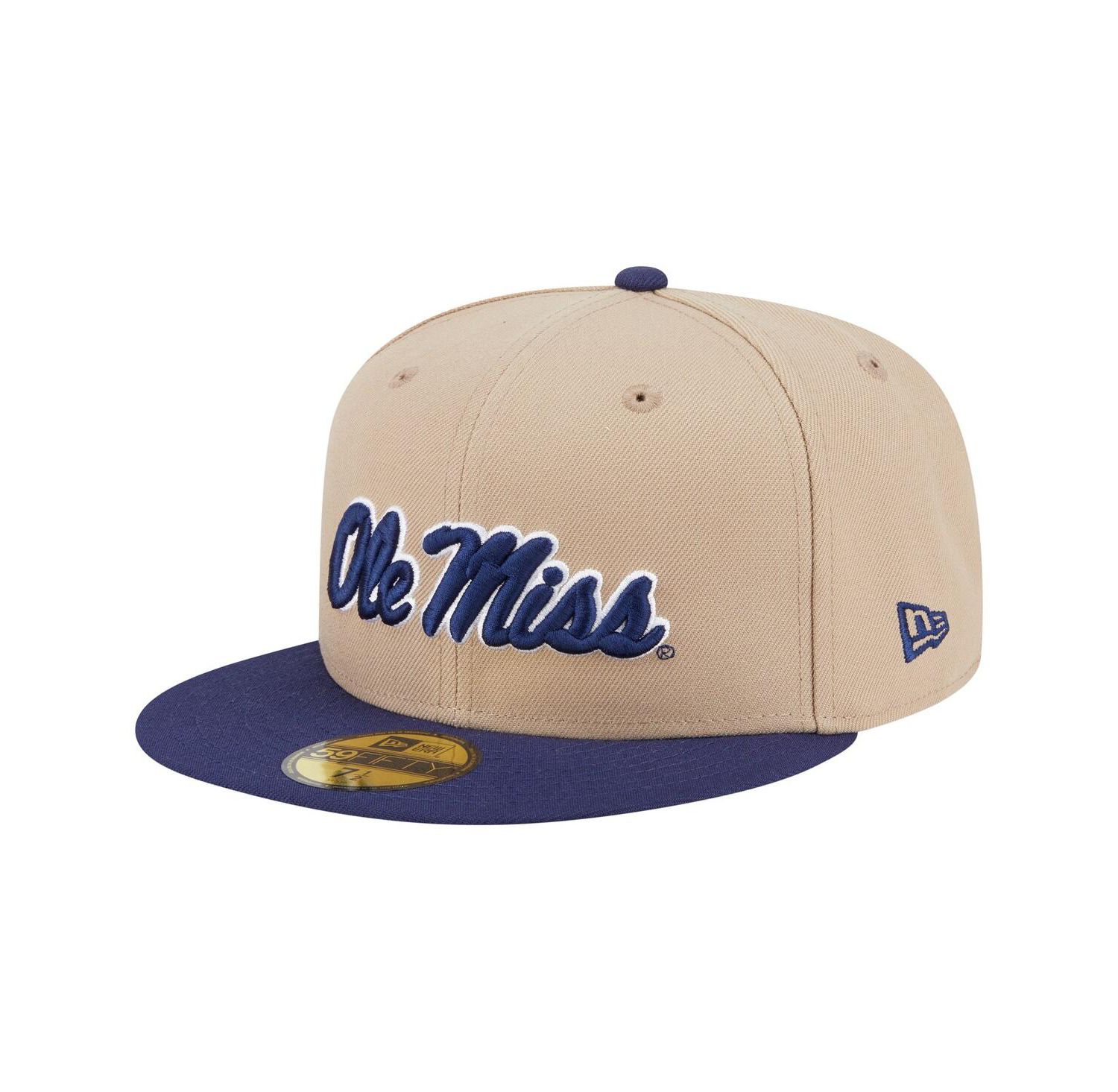 Men's Khaki Ole Miss Rebels Two-Tone 59FIFTY Fitted Hat
