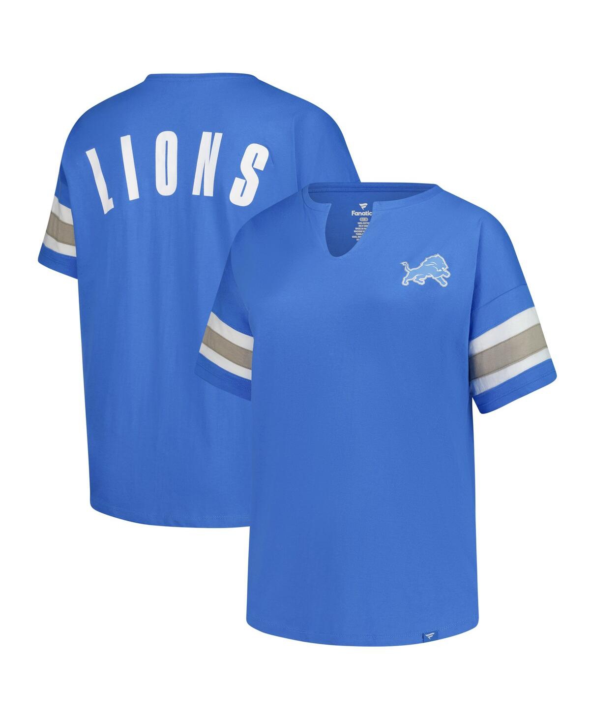 Fanatics Women's Blue Detroit Lions Plus Size Redzone Notch Neck T-shirt In Blue