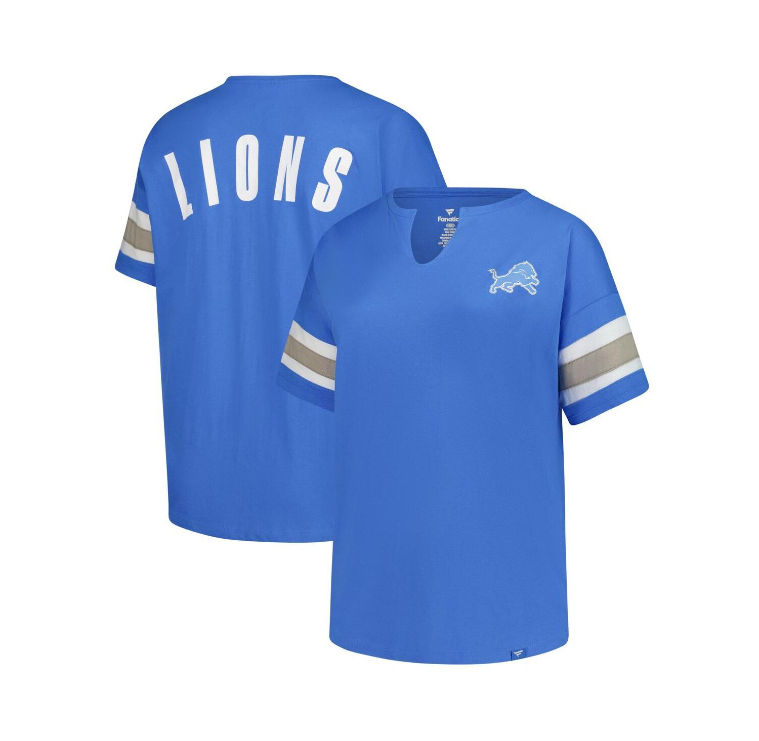 Women's Blue Detroit Lions Plus Size Redzone Notch Neck T-Shirt