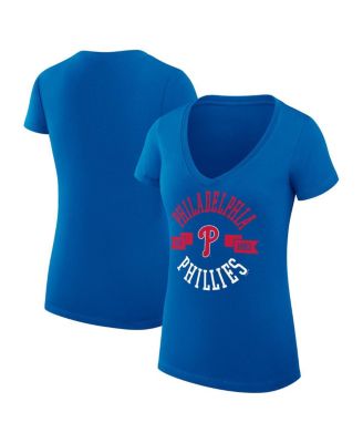 G-III 4Her by Carl Banks - Women's Royal Philadelphia Phillies Super-Slim Fit Lightweight City Graphic V-neck T-shirt
