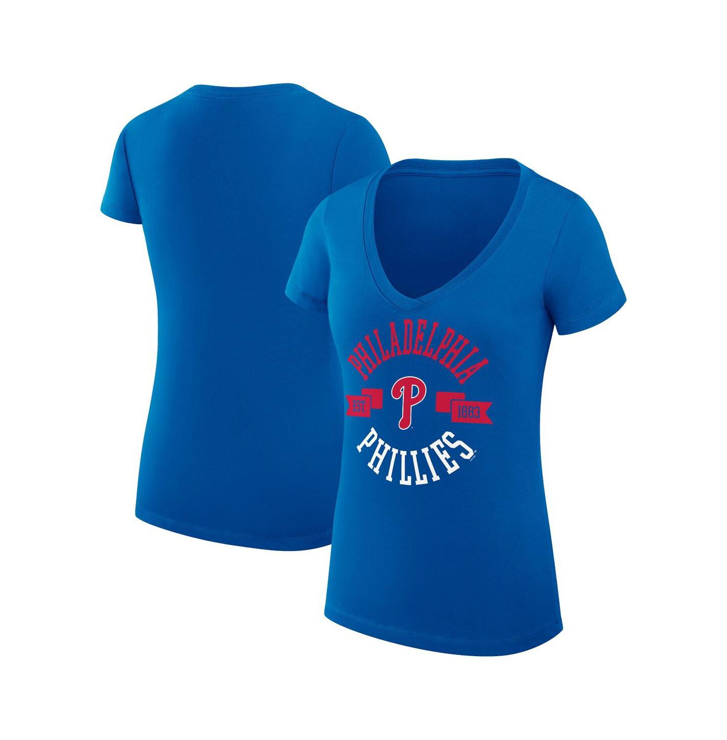 Женская футболка G-III 4Her by Carl Banks Royal Philadelphia Phillies Super-Slim Fit Lightweight City Graphic V-Neck — фото 1