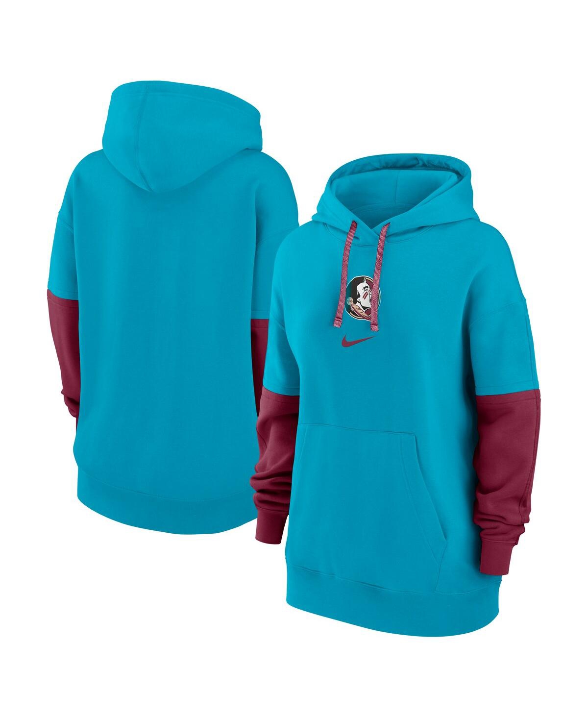 Nike Women's Turquoise Florida State Seminoles Oversized Essential Fleece Hoodie In Blue