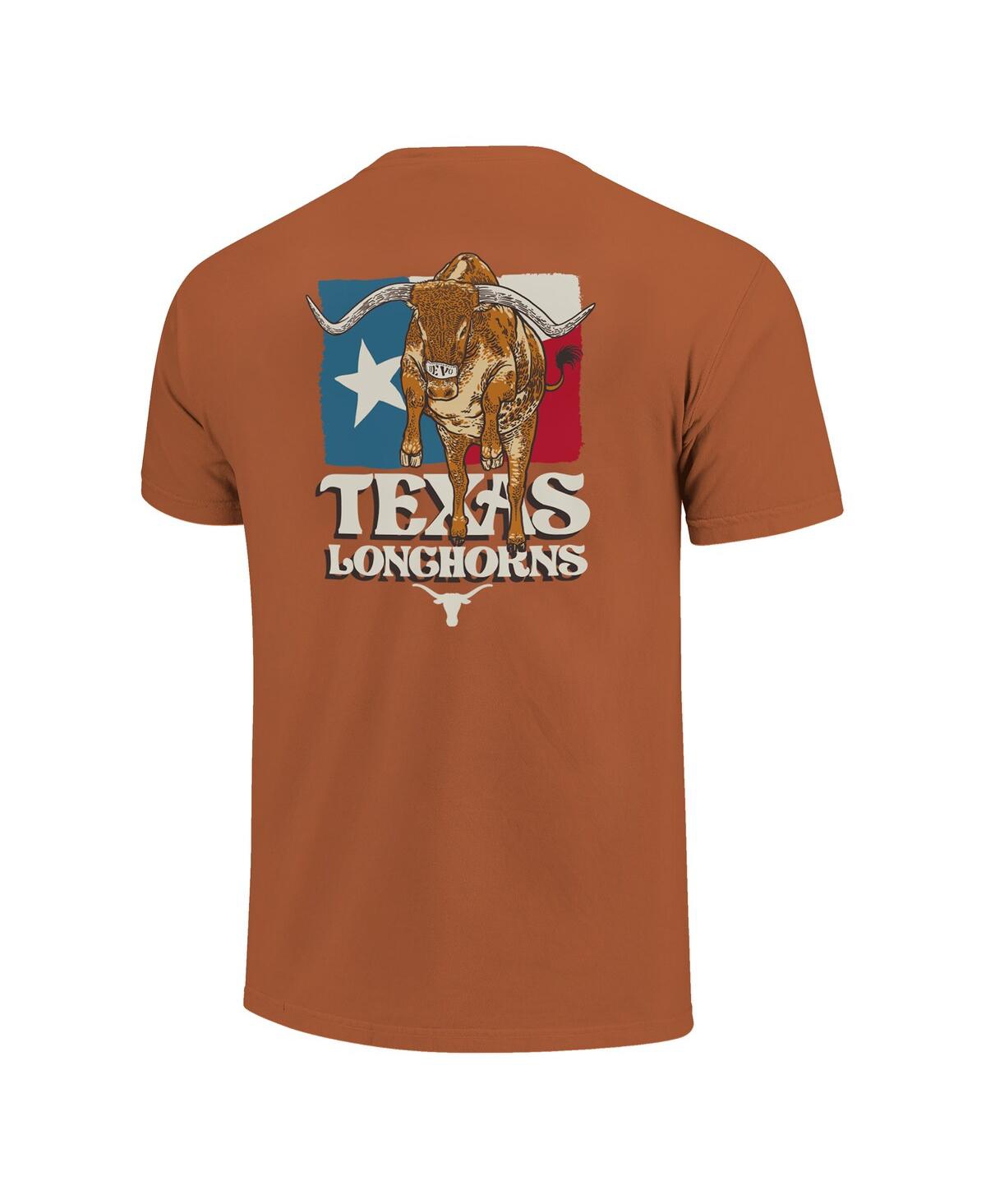Image One Men's And Women's Burnt Orange Texas Longhorns Hyper Local Bevo State Flag T-shirt In Brown
