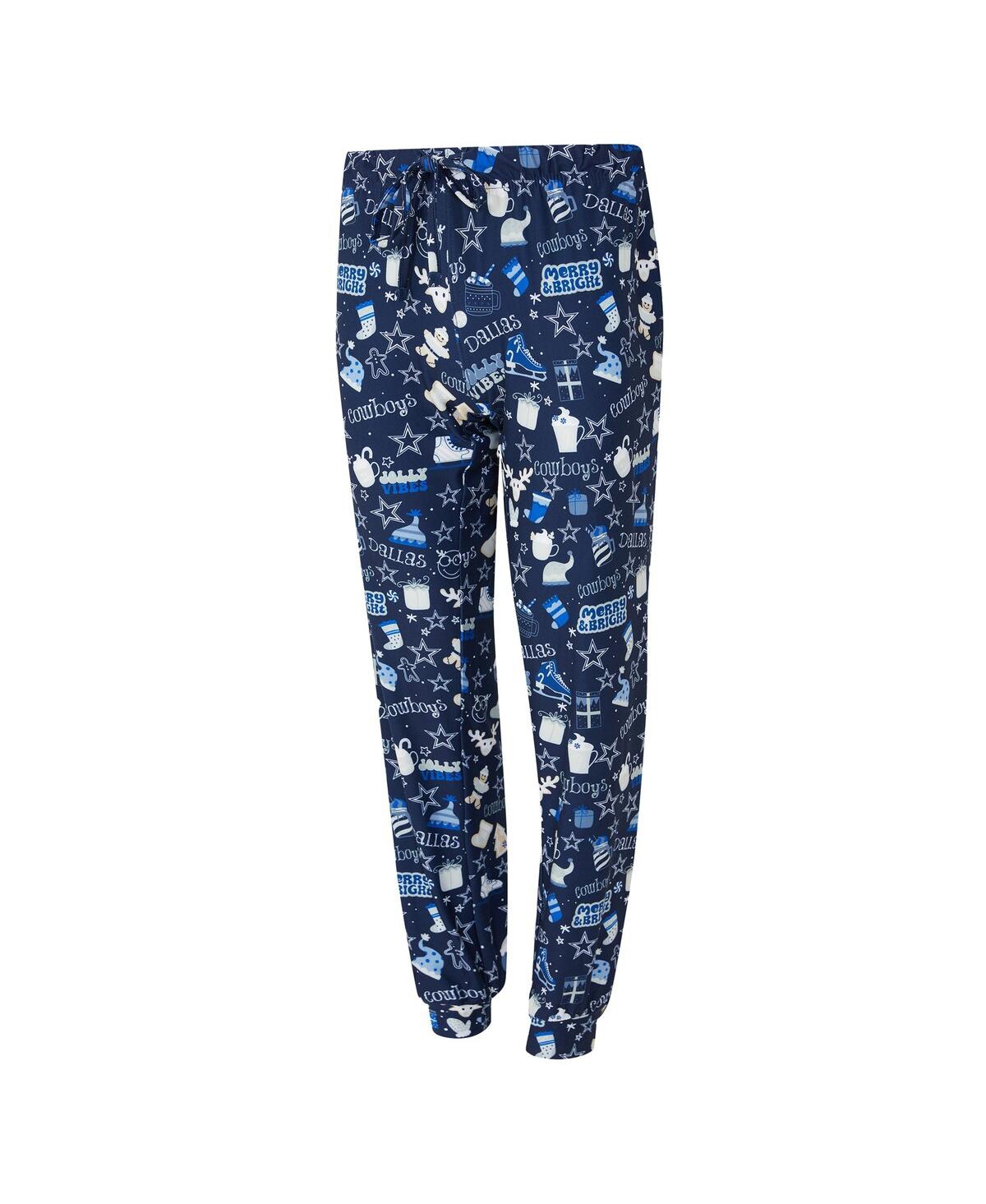 Concepts Sport Women's 2-piece College Navy Dallas Cowboys Chestnut Long Sleeve T-shirt And Pants Sleep Set In Blue