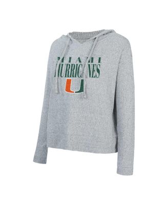 Women's Grey Miami Hurricanes Juniper Soft Modest Cropped Long Sleeve Hoodie