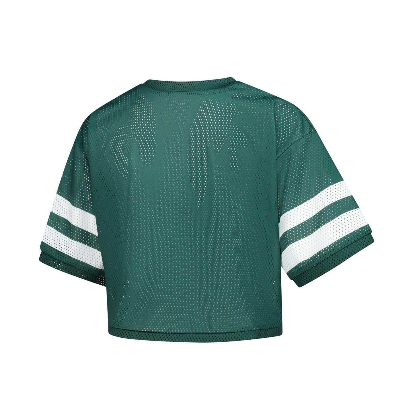 Женская футболка ZooZatz Green Michigan State Spartans V-Neck Mesh Cropped — фото 2