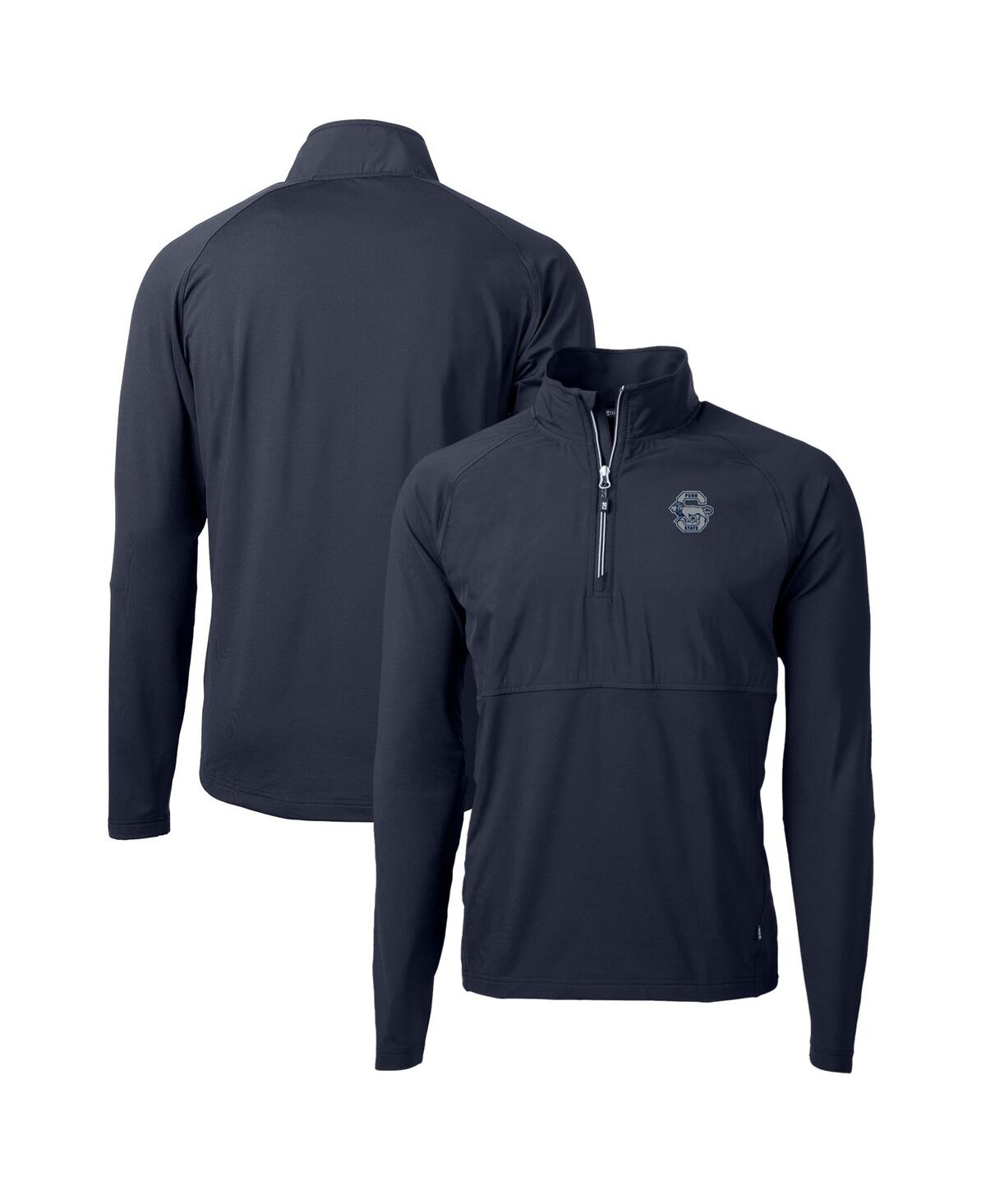 Cutter & Buck Men's Navy Penn State Nittany Lions Adapt Eco Knit Hybrid Full-zip Logo Jacket In Blue