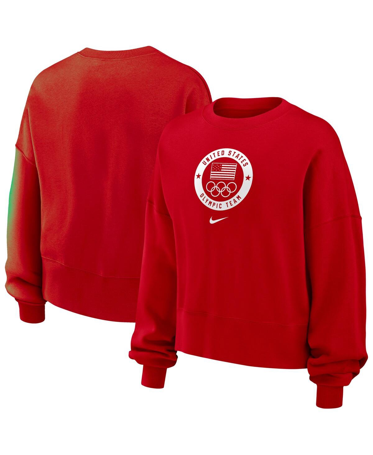 Nike Women's Red Team Usa Oversized Phoenix Pullover Sweatshirt