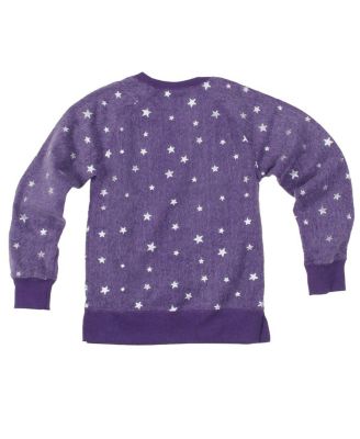 Big Girls Purple LSU Tigers Shimmer Star Reverse Sweatshirt
