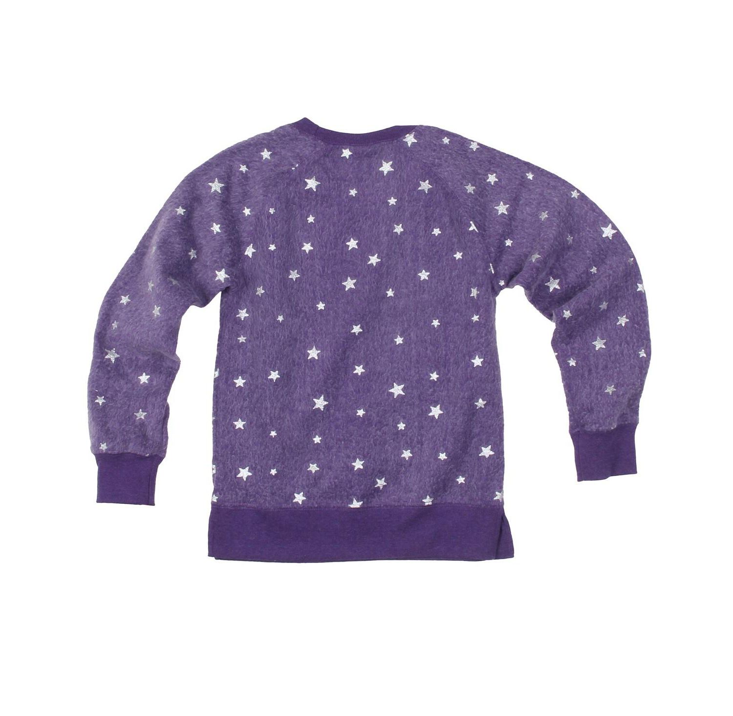 Big Girls Purple LSU Tigers Shimmer Star Reverse Sweatshirt