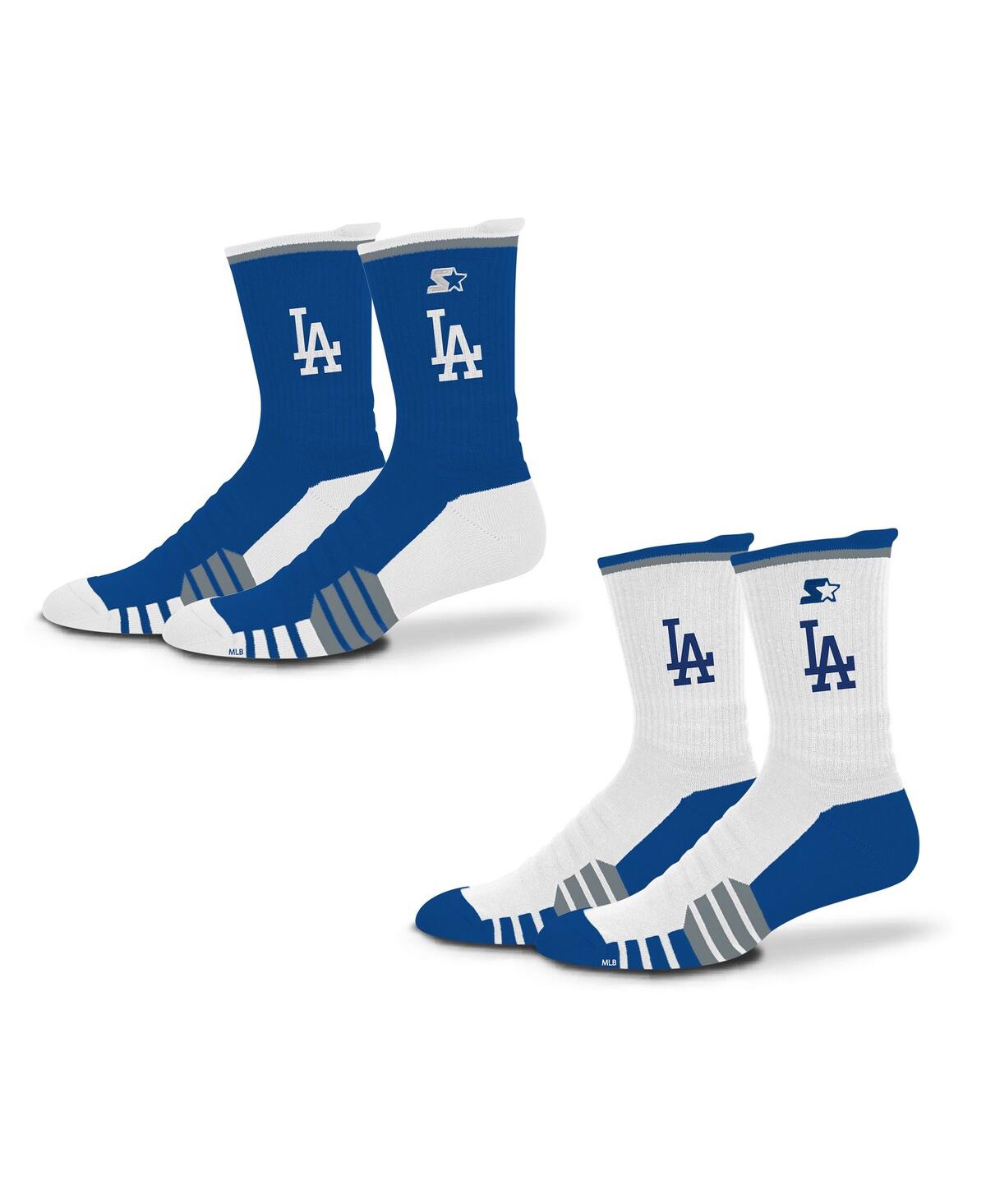 Starter Men's And Women's 2-pack Royal/white Los Angeles Dodgers Breakaway Crew Sock In Blue