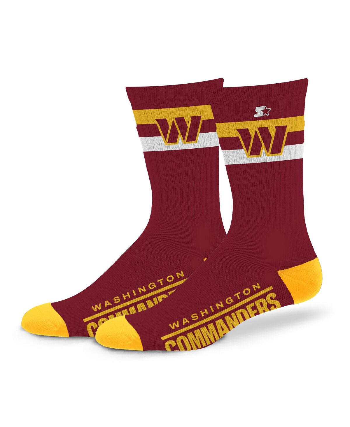 Starter Men's And Women's Washington Commanders Team Color Two-stripe Crew Socks In Burgundy