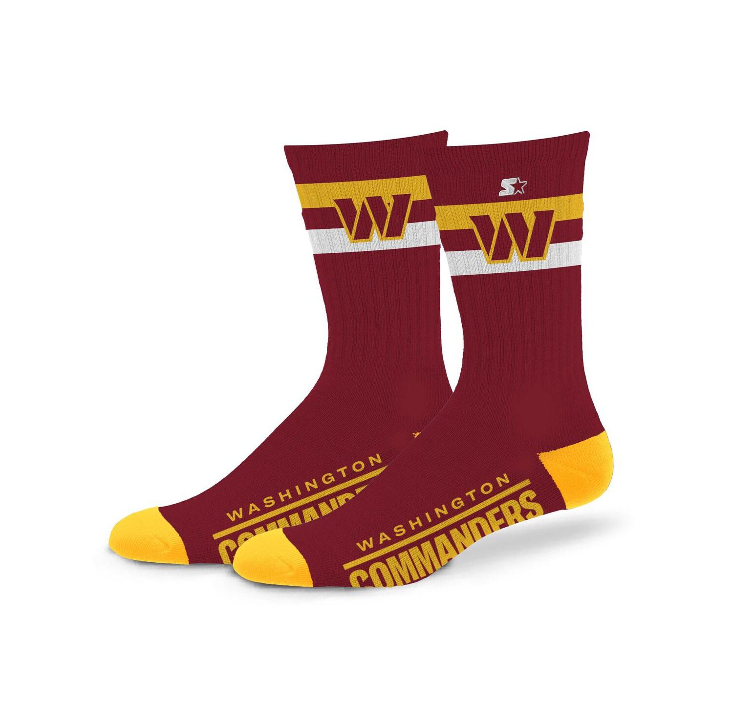 Men's and Women's Washington Commanders Team Color Two-Stripe Crew Socks