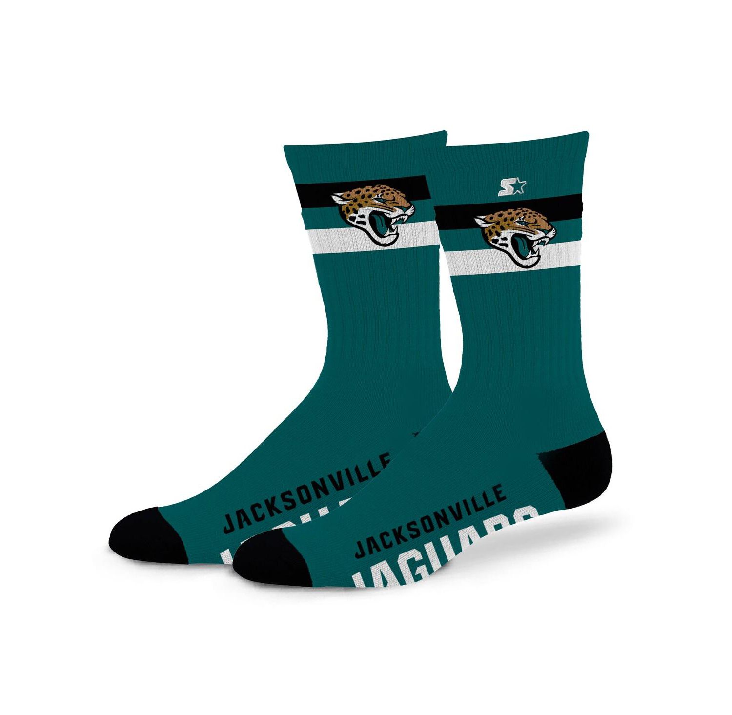 Men's and Women's Jacksonville Jaguars Team Color Two-Stripe Crew Socks