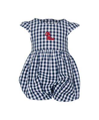 Garb - Baby Girls Navy Ole Miss Rebels Cara Gingham Ruffled Bodysuit