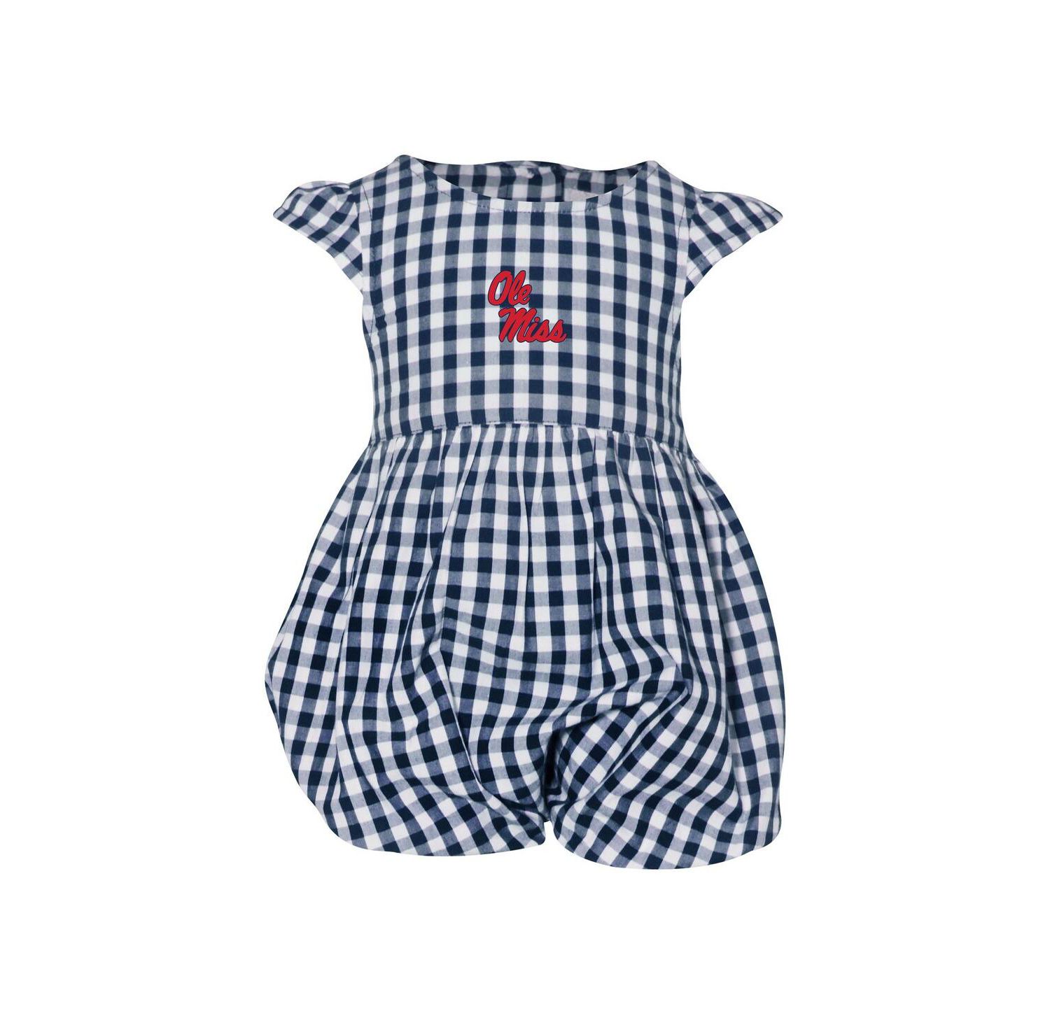 Baby Girls Navy Ole Miss Rebels Cara Gingham Ruffled Bodysuit