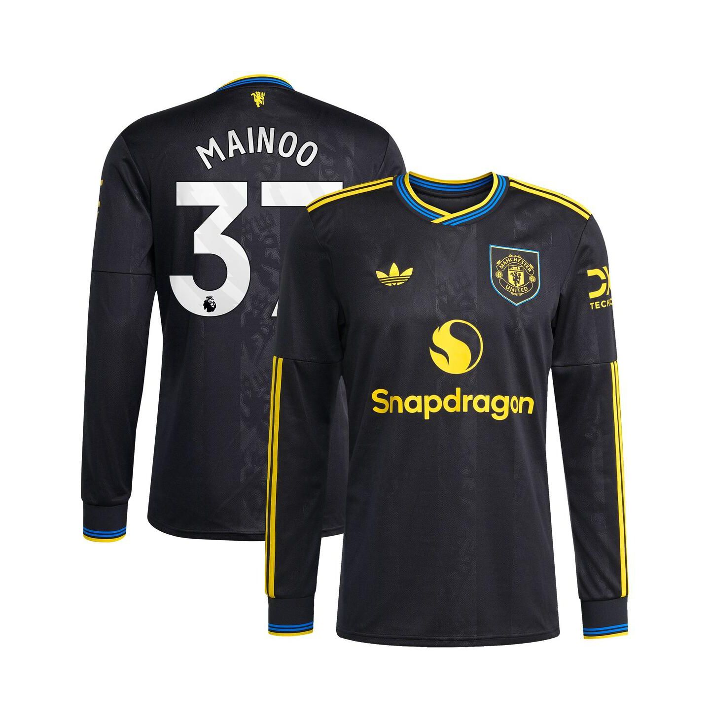 Мужской топ adidas Kobbie Mainoo Black Manchester United 2025/26 Third Replica Long Sleeve Player Jersey — фото 1
